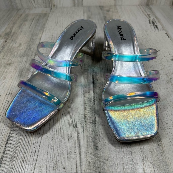 New Abound Nordstrom Ethan Clear Heel Strappy Iridescent Slide Sandal #504 - Picture 2 of 9